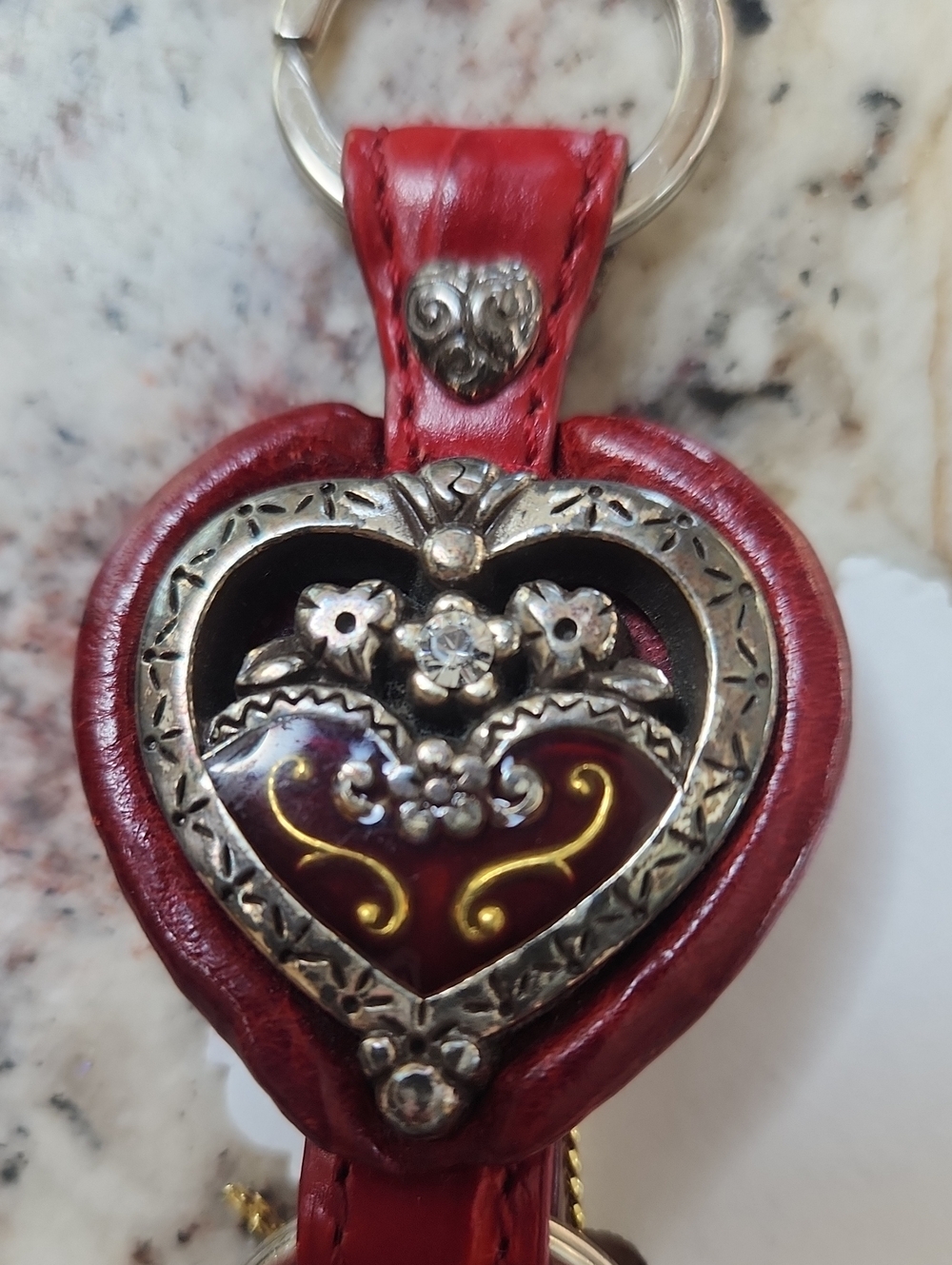 Brighton Red Heart Keychain Leather Charm - - Picture 2 of 5